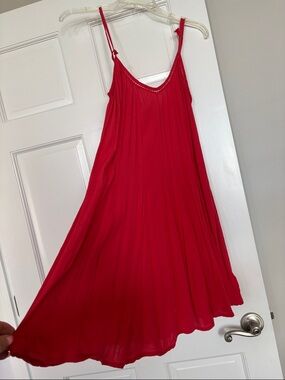 Rustic Cuff Red Swing Sundress with Adjustable Straps